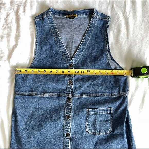 Objects Gold Button Up Long Denim Dress Medium - Picture 4 of 9